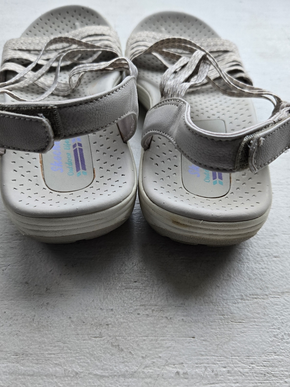 Skechers Women's Metallic Gray Strappy Comfort Sandals - Picture 6 of 16